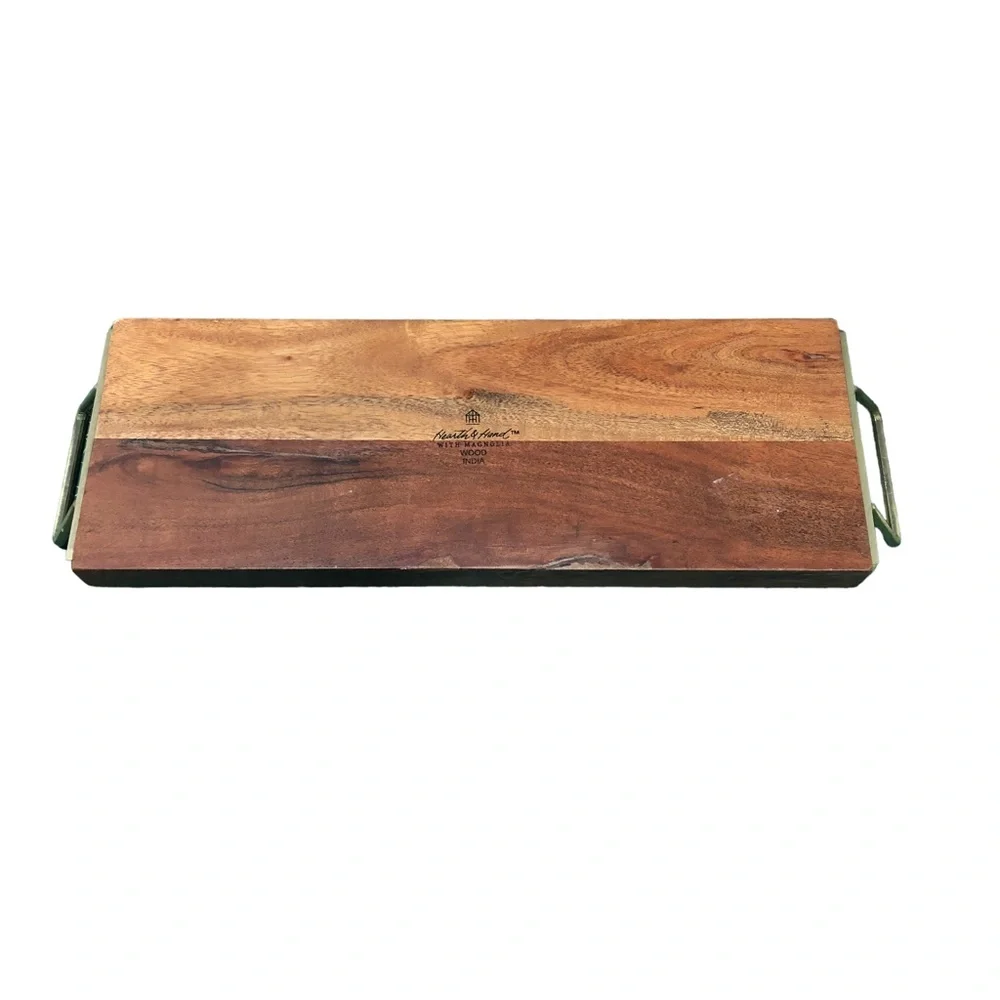 Hearth & Hand with Magnolia Wood Dozen Egg Tray Gold Metal Handles Easter Spring - Picture 9 of 10